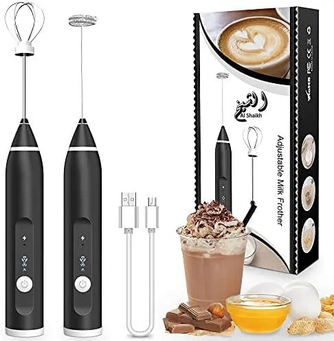 Coffee Beater 2 in 1 Rechargeable Electric Handheld Mixer | USB Milk Frother & Egg Beater | 3 Speed Cordless Coffee Whisk | Portable Latte Foamer for Cappuccino, Eggs, Drinks | USB Charging, Lightweight, Easy to Clean, Multi-Use Kitchen Tool