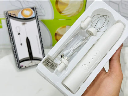 Coffee Beater 2 in 1 Rechargeable Electric Handheld Mixer | USB Milk Frother & Egg Beater | 3 Speed Cordless Coffee Whisk | Portable Latte Foamer for Cappuccino, Eggs, Drinks | USB Charging, Lightweight, Easy to Clean, Multi-Use Kitchen Tool