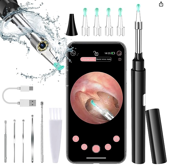Ear Wax Removal Tool, 1920P HD Ear Cleaner with 6 LED Lights, 3mm Mini Visual Ear Camera, Ear Cleaning Kit for iPhone, iPad, Android